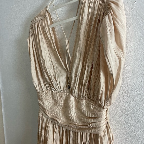 Free People Bonny Mini Dress Pleated Tiered Hem Defined Waist Prosecco Sz Medium - Picture 4 of 12